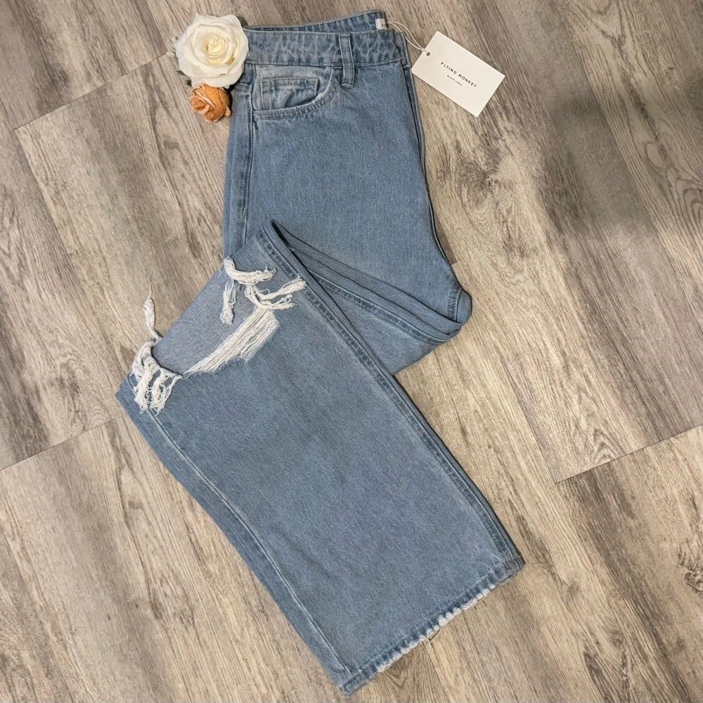 BRAND NEW Flying Monkey Black Label Ultra High Rise Wide Leg Jeans Size 28 - NWT